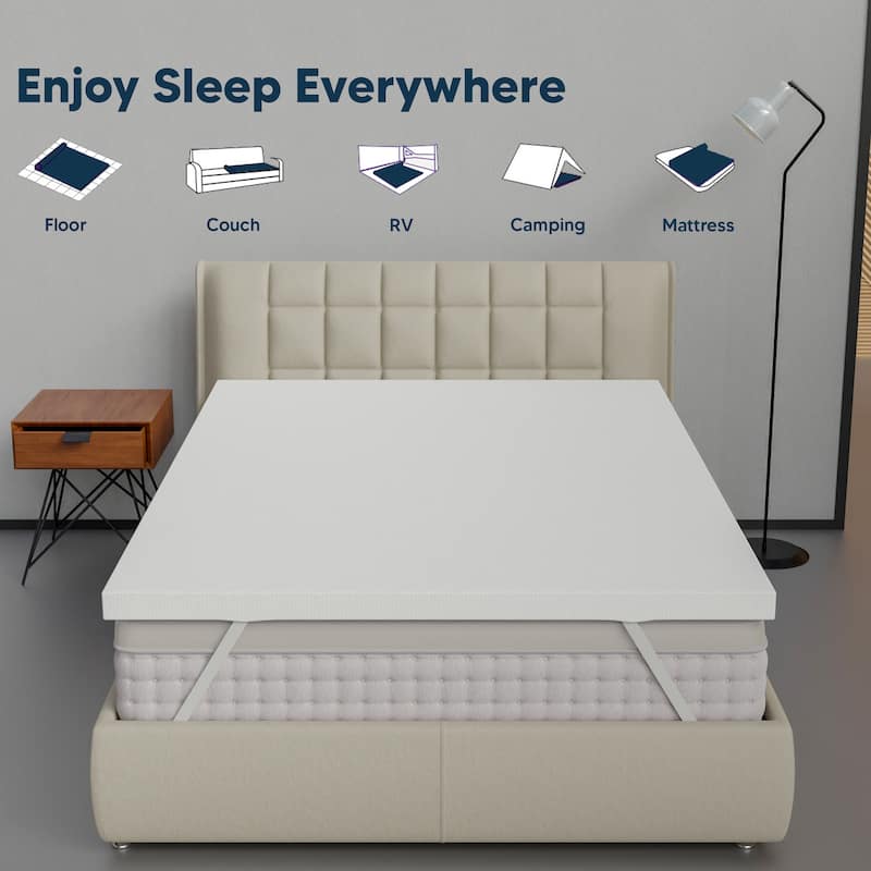 1" And 2" Medium Firm Mattress Toppers with Breathable Cover, Cooling